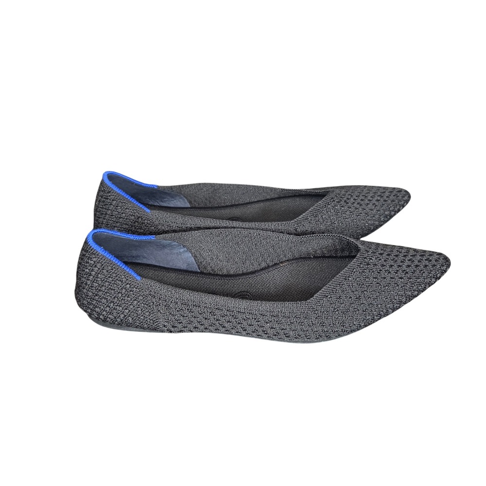 Rothy's The Point Flats Womens 10.5 Heather Black Blue Halo Knit Washable